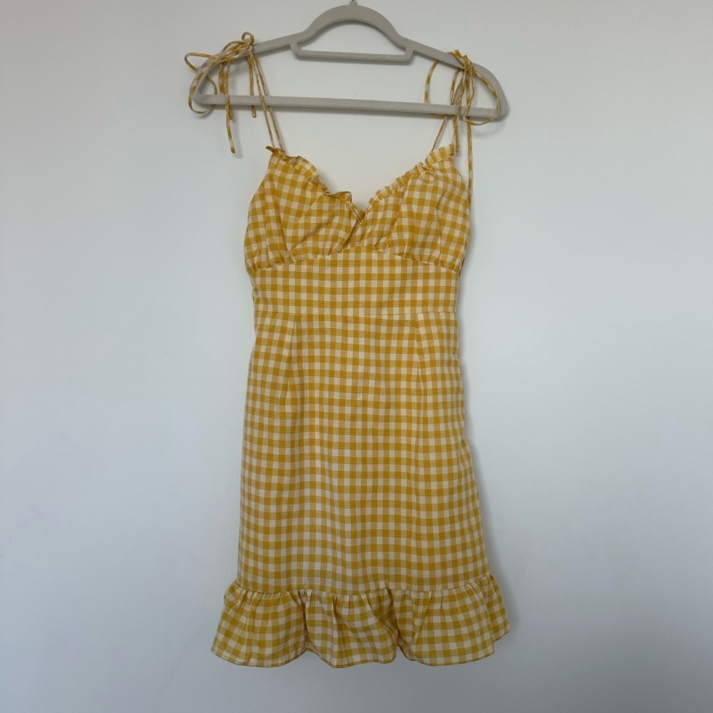 Nasty Gal Petite Check Ruched Busy Strappy Dress